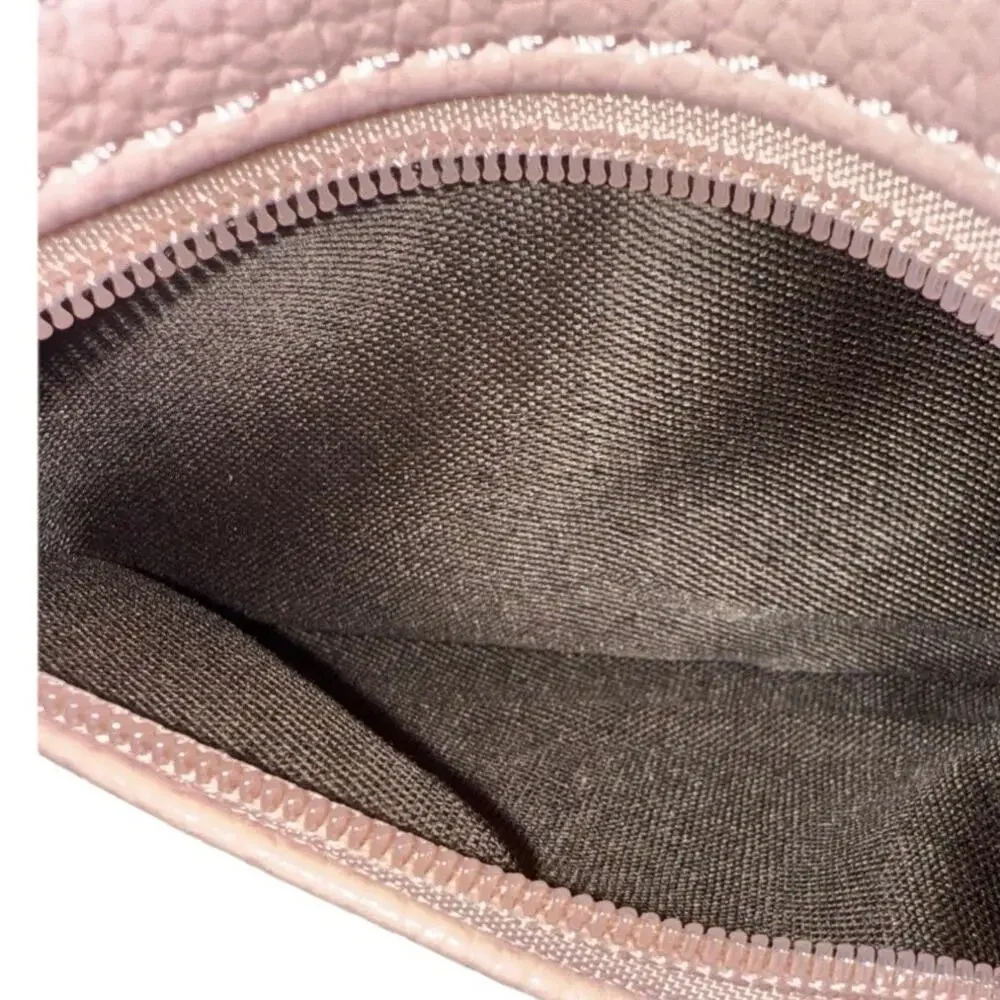 NWT Pink Faux Leather Coin Purse Card Holder with Key Ring Waterproof Zipper